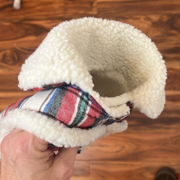 Bee & Willow Home Red Plaid Sherpa Lined Dog Coat Jacket Size Large 15” - 17” - Picture 3 of 6